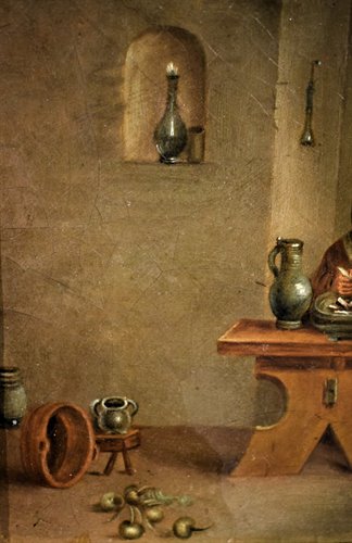 Coppia di personaggi all' interno della cucina